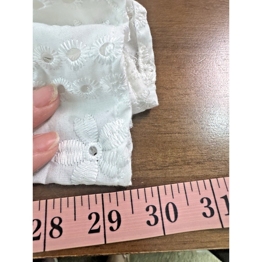 Eyelet Lace Drop Waist Mini Dress Large Open Back Button Front High Neck Cottage - Picture 6 of 11
